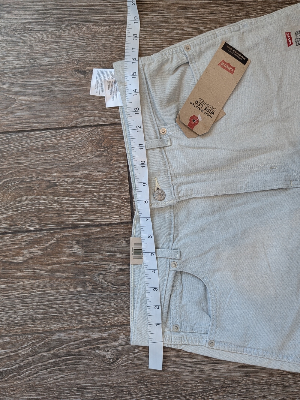 Levi's High Waisted Wide Leg Crop Jeans Utility Cotton Denim Size 31 Light Wash - Picture 8 of 11